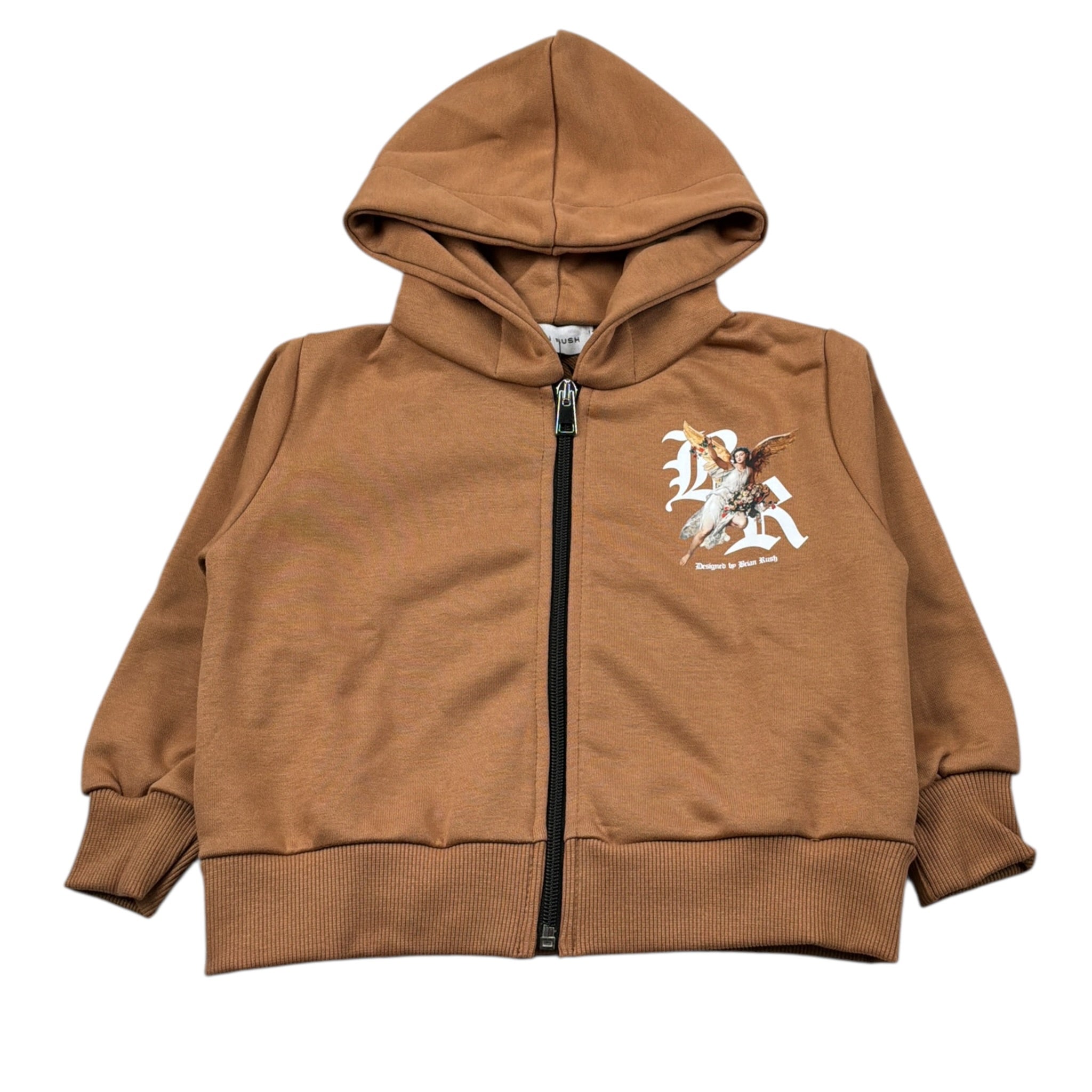 Brian Rush Felpa con Zip E Cappuccio tinta unita Cammello per Bambino 4225 CAMMELLO BRIAN RUSH 
