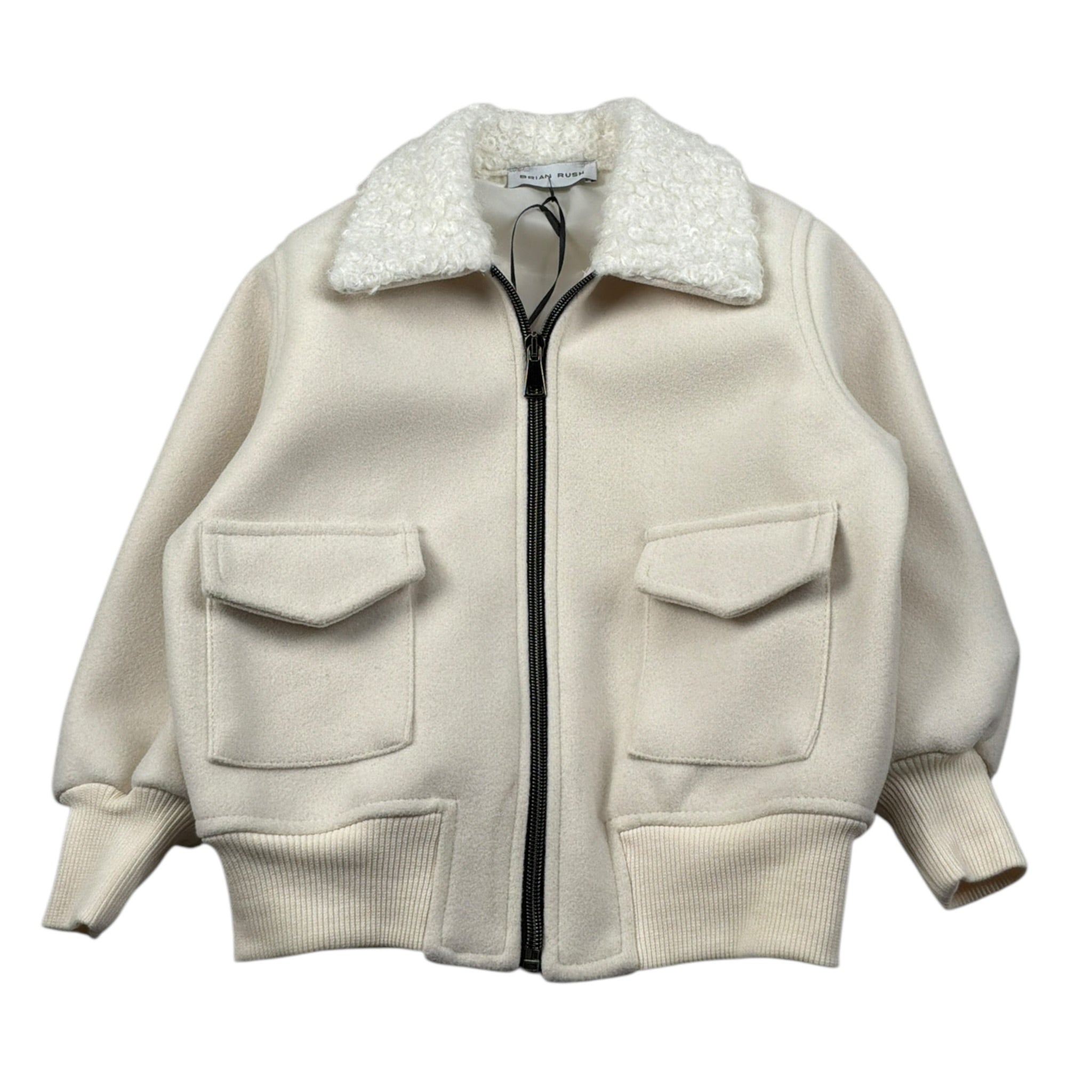 Brian Rush Giubbino tinta unita con Zip Panna per Bambino VN746 PANNA BRIAN RUSH 