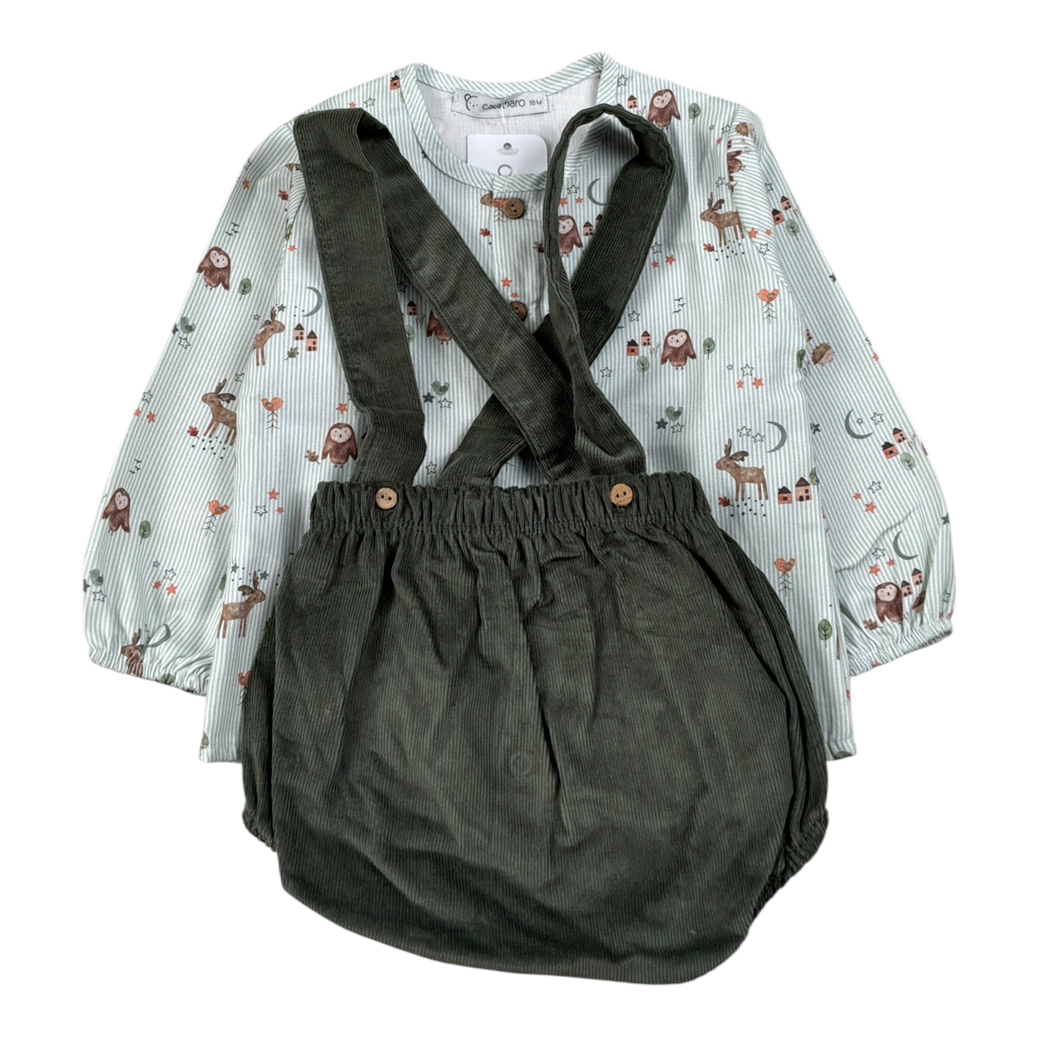 Calamaro Completo 2Pz Camicia-Salopette Verde per Neonato 11201 VERDE CALAMARO 