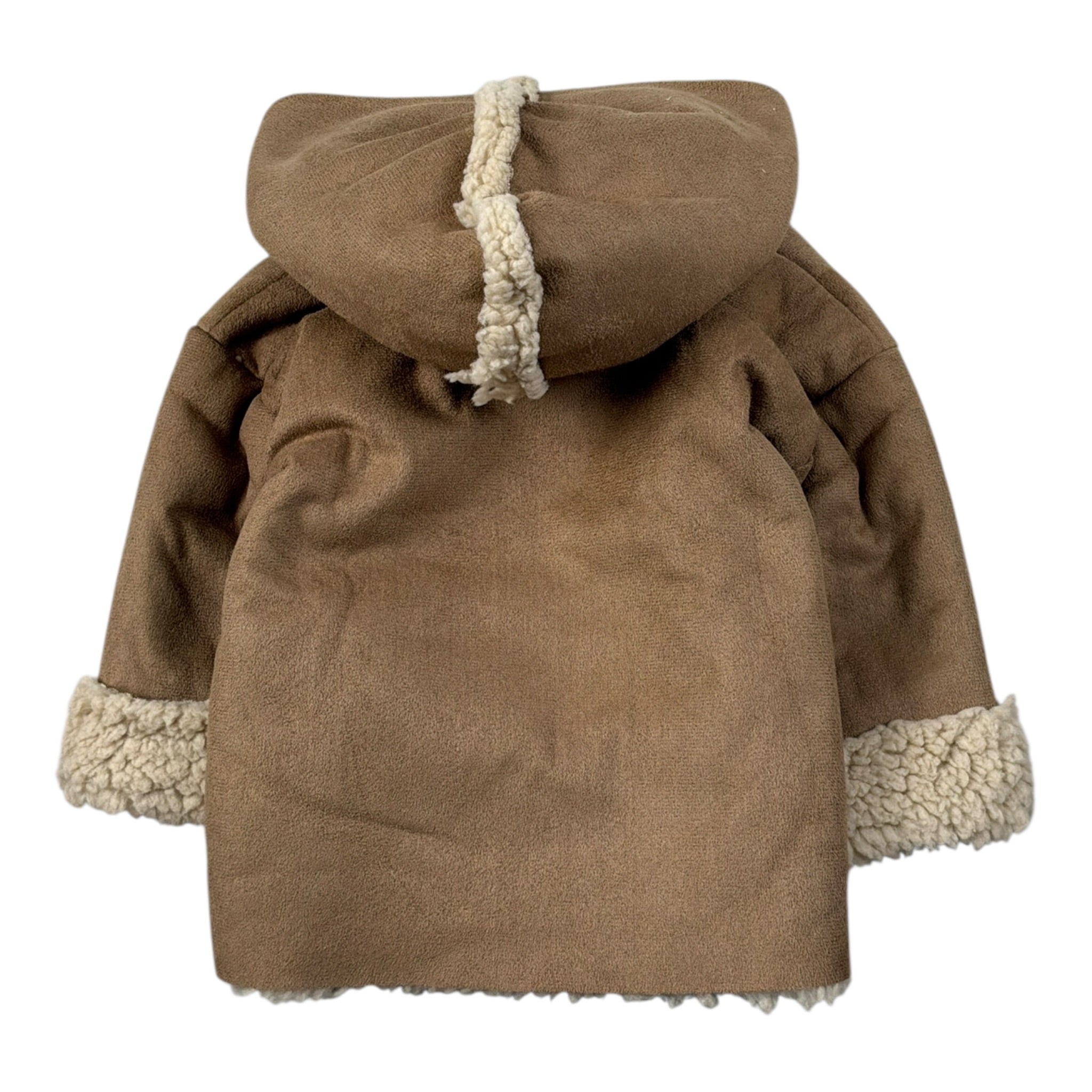 Calamaro Cappotto tinta unita con Cappuccio E Pelliccia Biscotto per Neonata 14020 BISCOTTO CALAMARO 