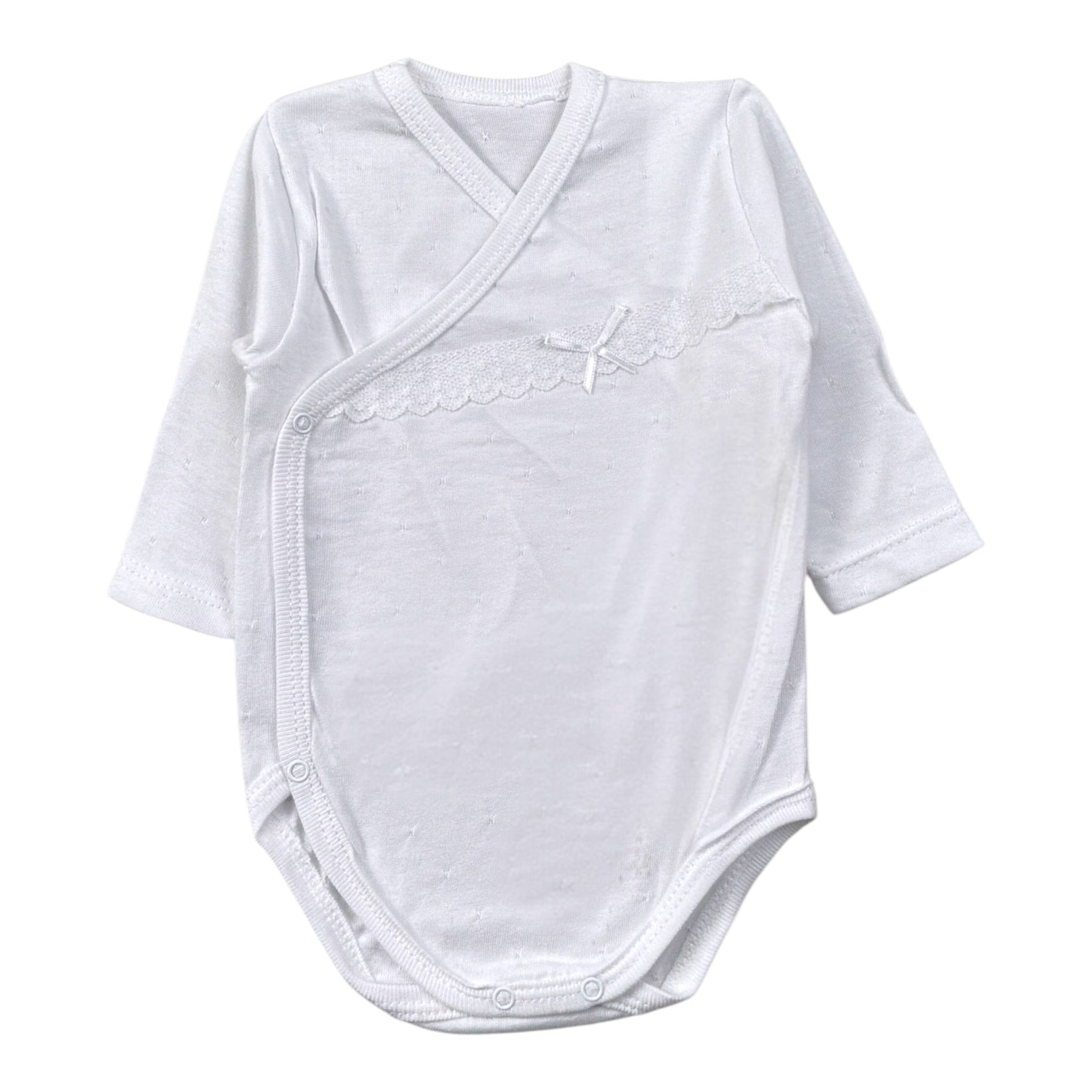 Calamaro Body tinta unita con Ricami Bianco per Neonata 18020 BIANCO CALAMARO 