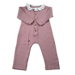 Calamaro Tutina tinta unita con Colletto Rosa per Neonata 32502 ROSA CALAMARO 