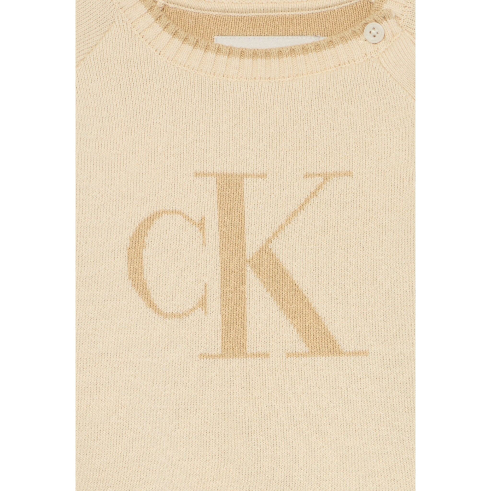 Calvin Klein Maglia tinta unita con Logo Beige per Neonato 00205 BEIGE CALVIN KLEIN 