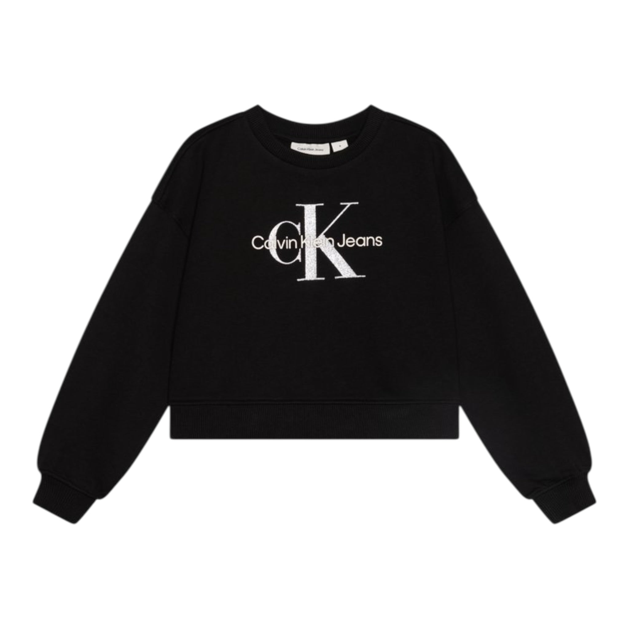 Calvin Klein Felpa tinta unita con Logo Nero per Bambina 02823N NERO CALVIN KLEIN 