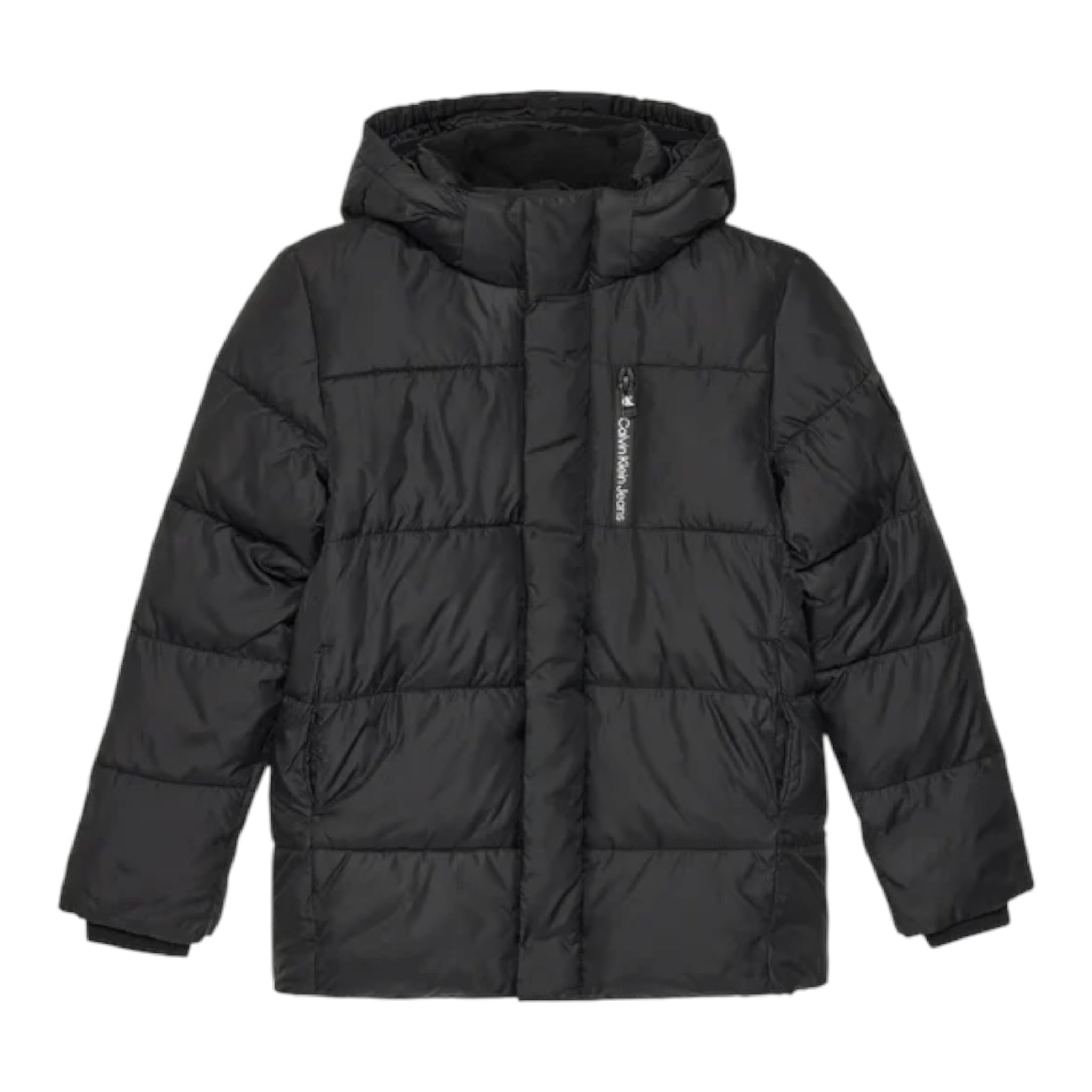 Calvin Klein Giubbino tinta unita con Zip E Cappuccio Nero per Bambino IB0IB01276X NERO CALVIN KLEIN 