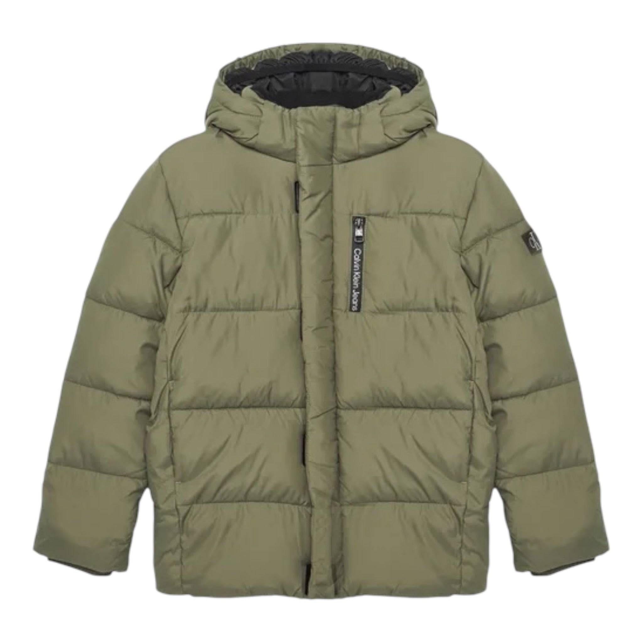 Calvin Klein Giubbino tinta unita con Zip E Cappuccio Verde per Bambino IB0IB01276X VERDE CALVIN KLEIN 