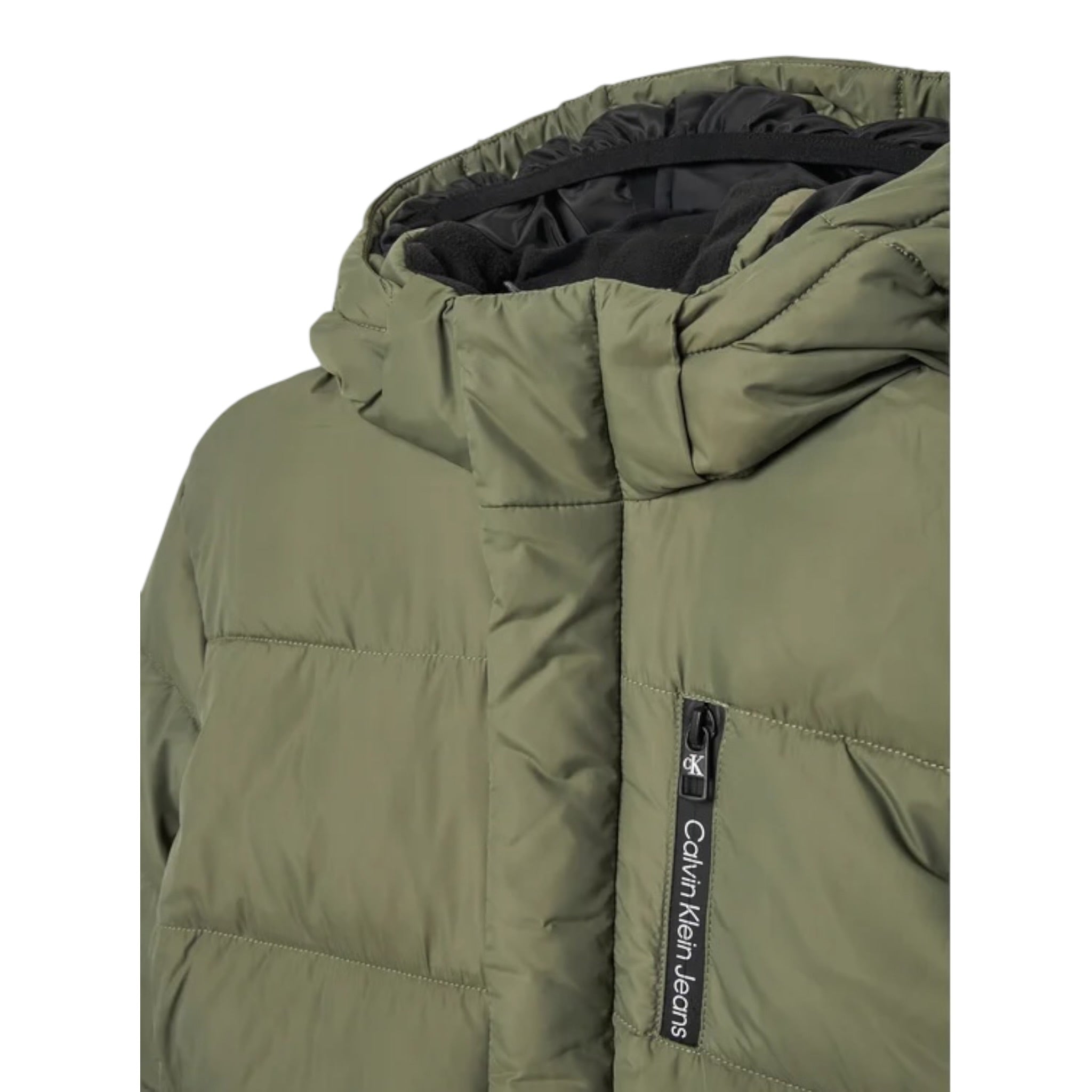 Calvin Klein Giubbino tinta unita con Zip E Cappuccio Verde per Bambino IB0IB01276X VERDE CALVIN KLEIN 