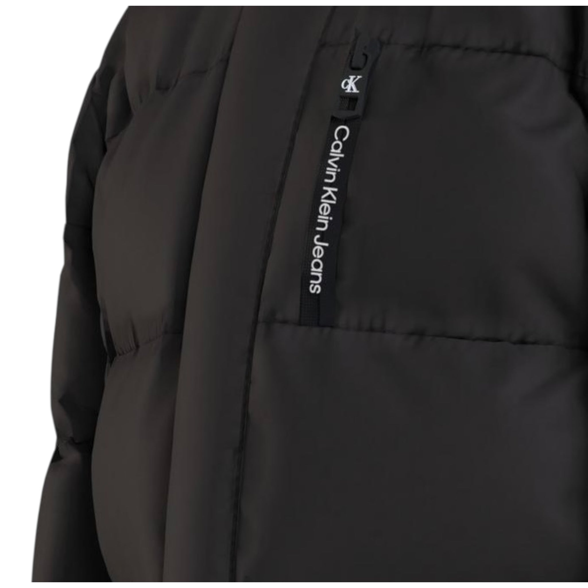 Calvin Klein Giubbino tinta unita con Zip E Cappuccio Nero per Bambino IB0IB01776 NERO CALVIN KLEIN 
