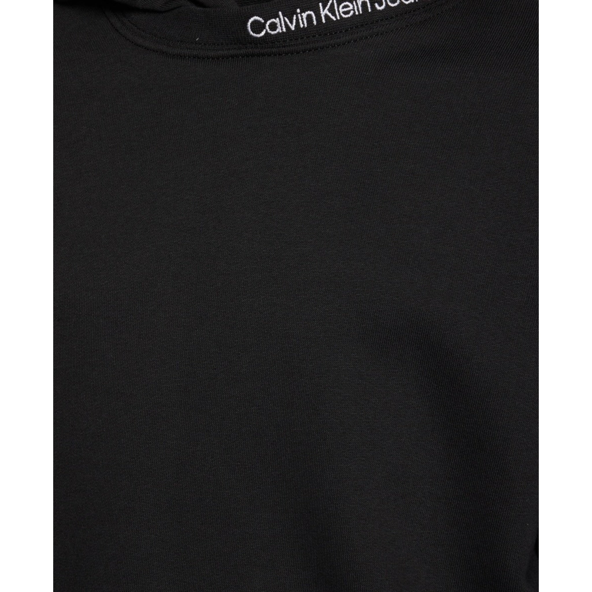 Calvin Klein Felpa tinta unita con Cappuccio E Logo Nero per Bambina IB0IB02038 NERO CALVIN KLEIN 