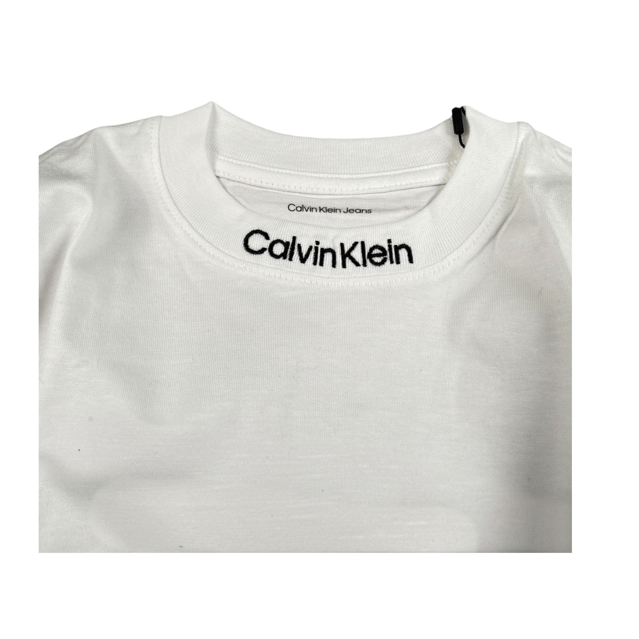 Calvin Klein Shirt Girocollo tinta unita con Logo Bianco per Bambino IB0IB02354X BIANCO CALVIN KLEIN 