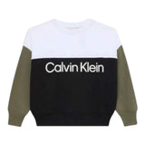 Calvin Klein Felpa Tricolore Girocollo con Logo Nero per Bambino IB0IB02523 NERO CALVIN KLEIN 