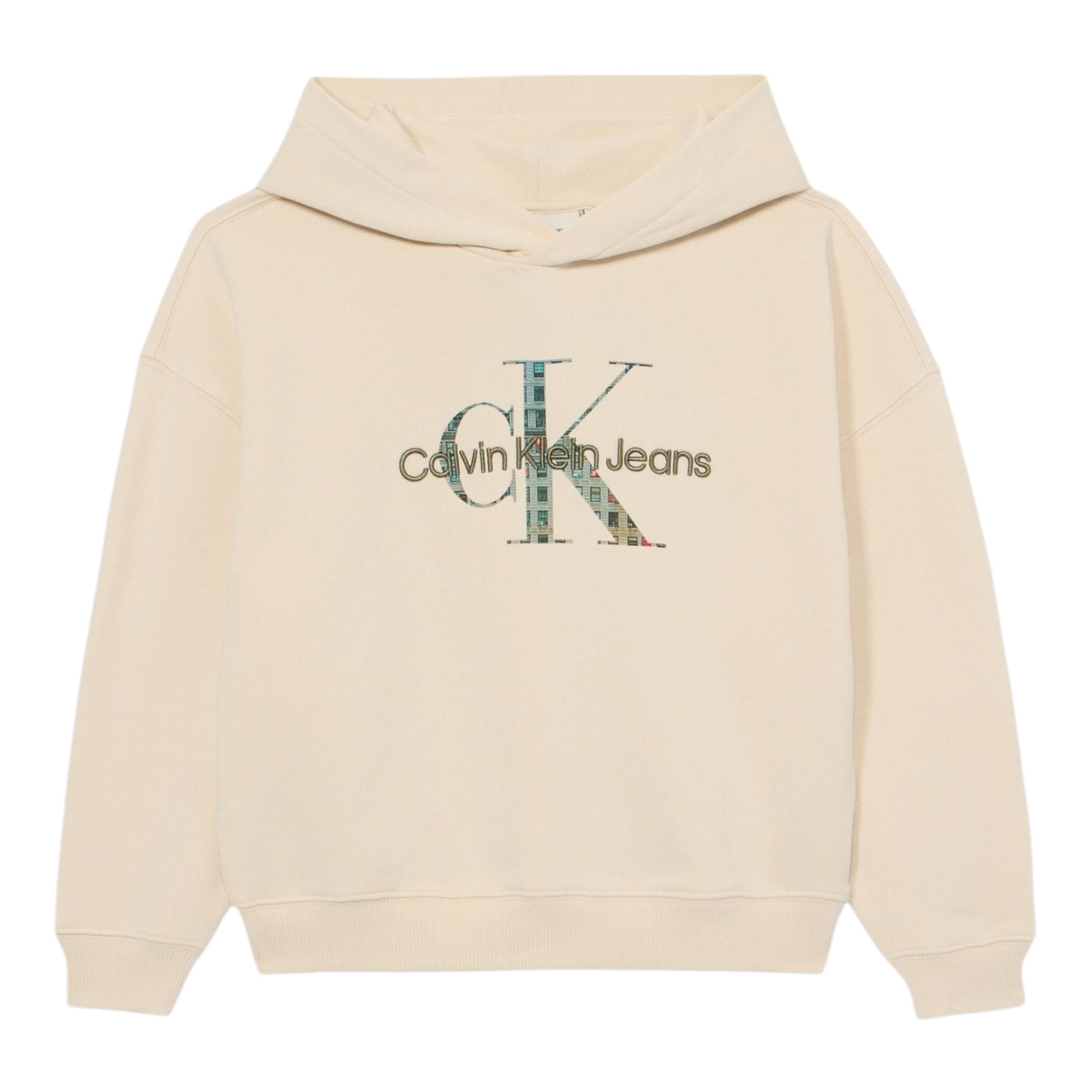 Calvin Klein Felpa Chiusa con Cappuccio tinta unita Beige per Bambina IB0IB02524 BEIGE CALVIN KLEIN 