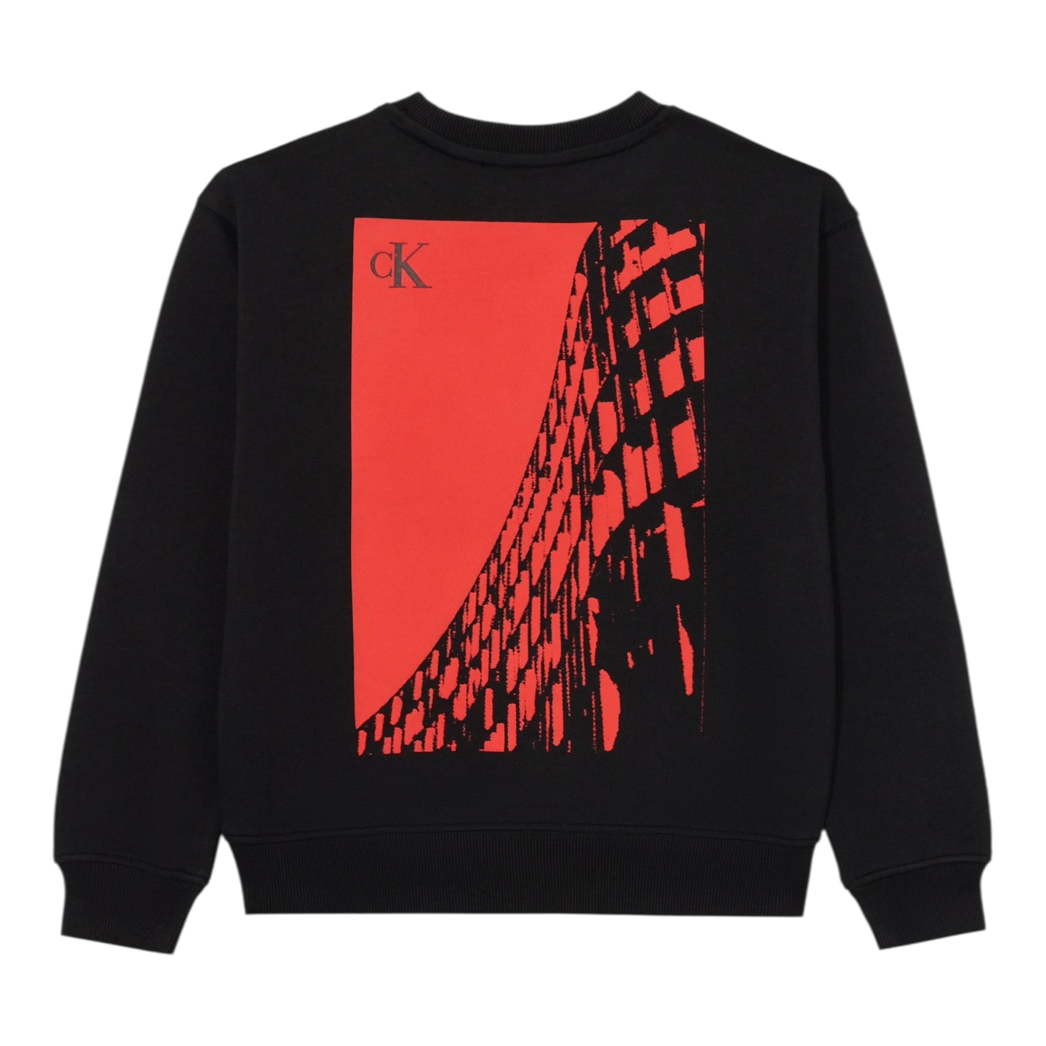 Calvin Klein Felpa Chiusa Girocollo tinta unita con Logo Nero per Bambino IB0IB02526 NERO CALVIN KLEIN 