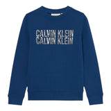 Calvin Klein Felpa Chiusa Girocollo tinta unita con Stampa Blu per Bambino IB0IB0257K BLU CALVIN KLEIN 