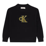 Calvin Klein Maglia Girocollo tinta unita con Logo Nero per Bambino IB0IB02598X NERO CALVIN KLEIN 