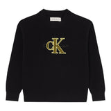 Calvin Klein Maglia Girocollo tinta unita con Logo Nero per Bambino IB0IB02598X NERO CALVIN KLEIN 