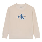 Calvin Klein Maglia Girocollo tinta unita con Logo Panna per Bambino IB0IB02598XX PANNA CALVIN KLEIN 