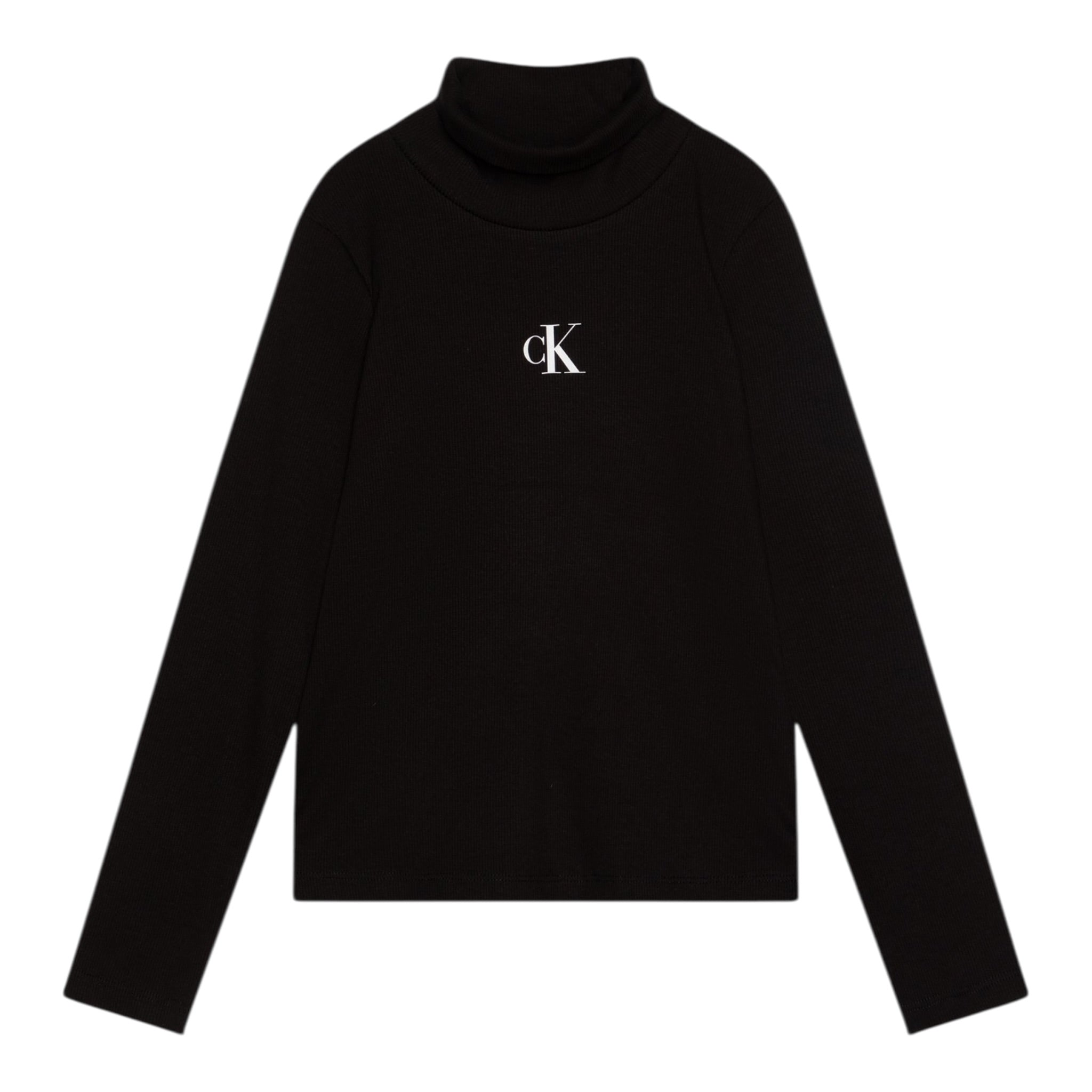 Calvin Klein Maglia tinta unita Collo Alto con Logo Nero per Bambina IG0IG02808 NERO CALVIN KLEIN 
