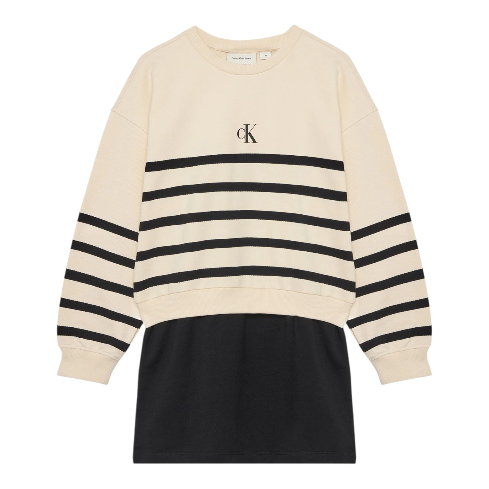 Calvin Klein Abito Manica Lunga tinta unita con Logo Panna per Bambina IG0IG029630K4 PANNA CALVIN KLEIN 