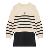 Calvin Klein Abito Manica Lunga Fantasia A Righe Beige per Bambina IG0IG02963 BEIGE CALVIN KLEIN 