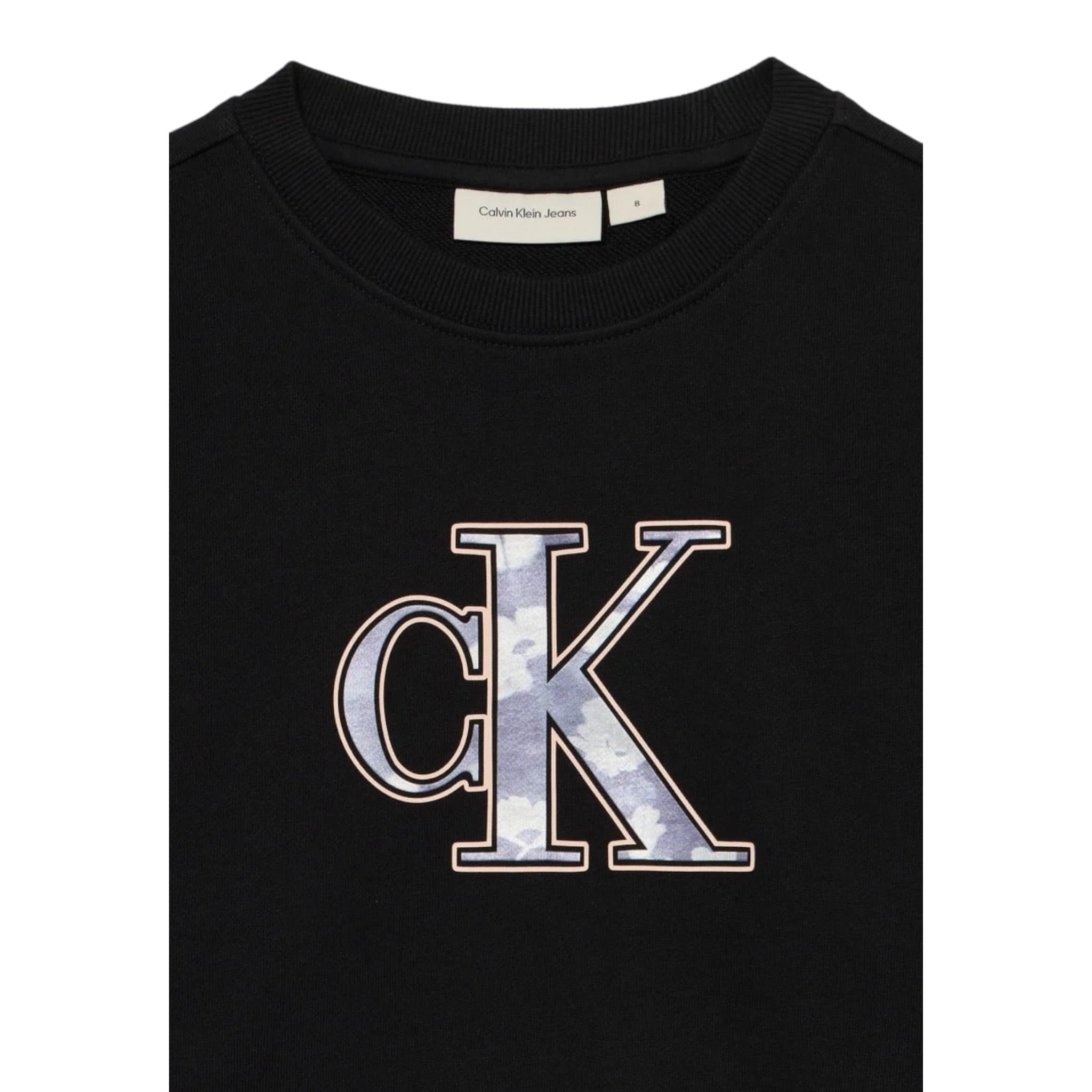 Calvin Klein Felpa tinta unita Girocollo con Logo Nero per Bambina IG0IG02970X NERO CALVIN KLEIN 