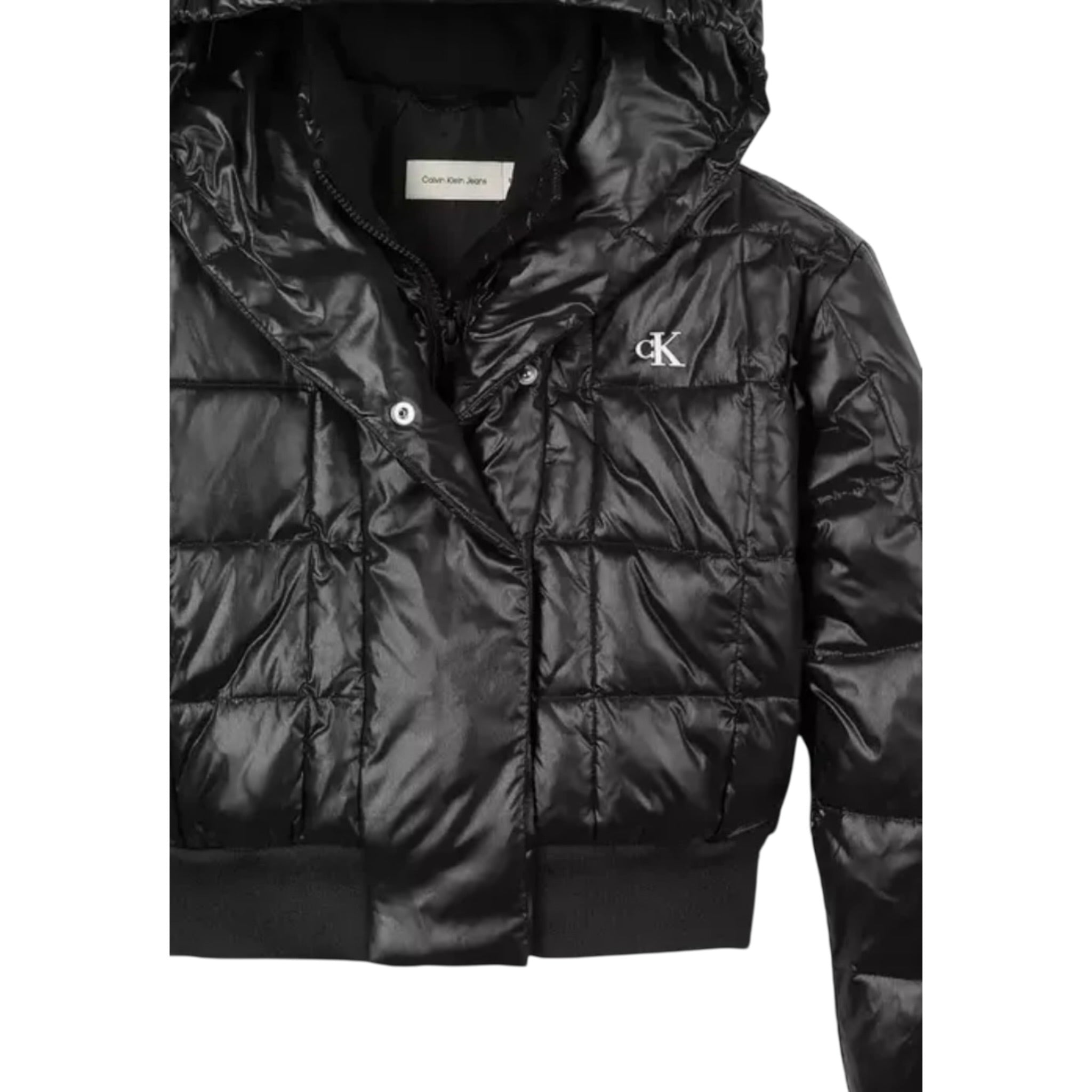 Calvin Klein Giubbino tinta unita con Zip E Cappuccio Nero per Bambino IG0IG02988 NERO CALVIN KLEIN 