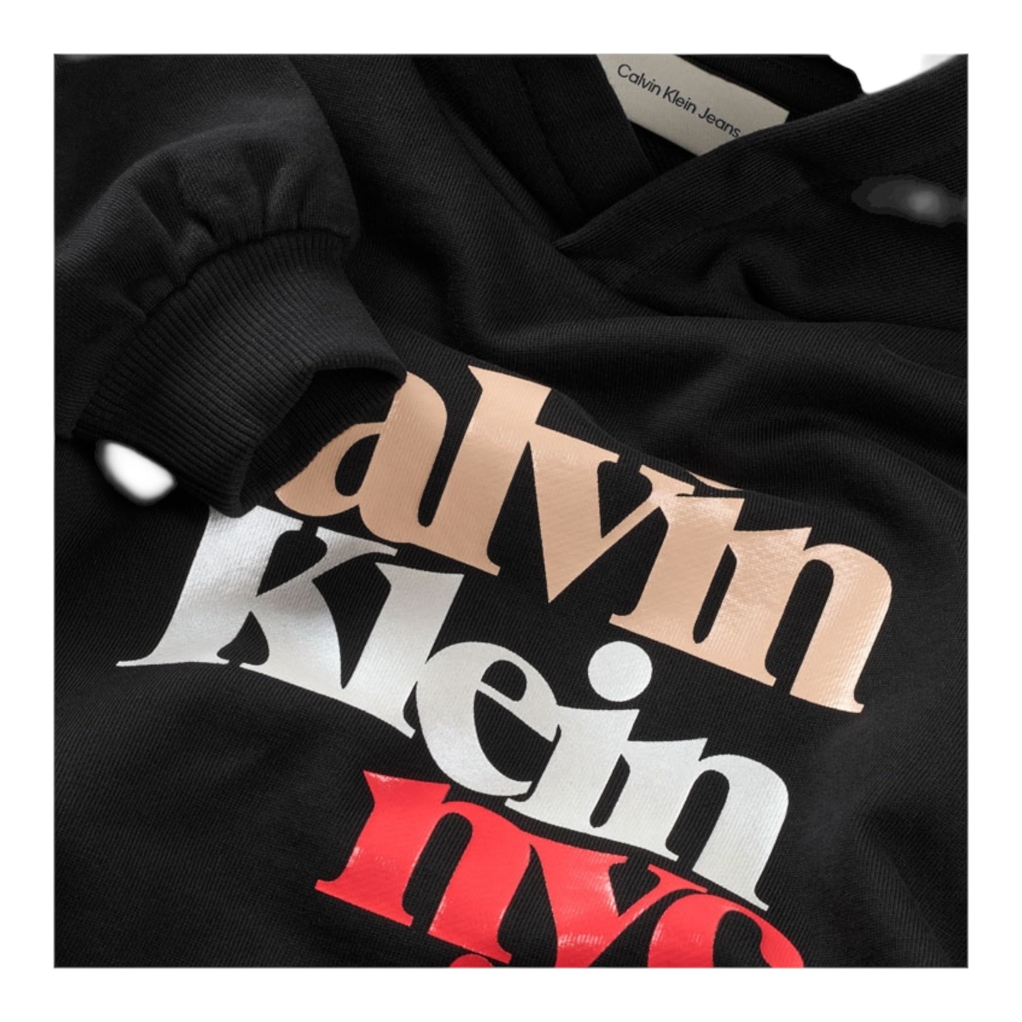 Calvin Klein Felpa tinta unita con Cappuccio E Logo Nero per Bambino IG0IG02989 NERO CALVIN KLEIN 