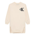 Calvin Klein Abito Manica Lunga tinta unita con Logo Panna per Bambina IG0IG03009PGB PANNA CALVIN KLEIN 
