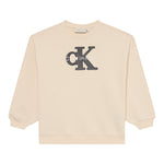 Calvin Klein Felpa Chiusa Girocollo tinta unita con Logo Beige per Bambina IG0IG03014 BEIGE CALVIN KLEIN 