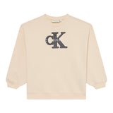 Calvin Klein Felpa Chiusa Girocollo tinta unita con Logo Beige per Bambina IG0IG03014 BEIGE CALVIN KLEIN 