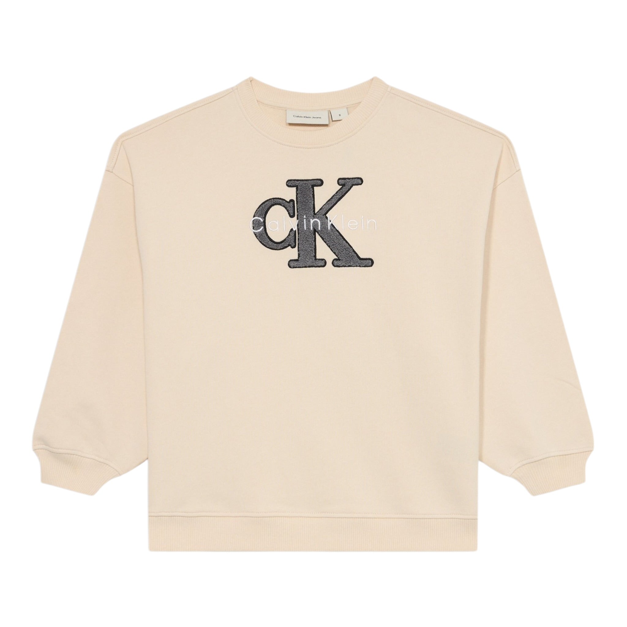 Calvin Klein Felpa Chiusa Girocollo tinta unita con Logo Beige per Bambina IG0IG03014 BEIGE CALVIN KLEIN 