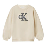 Calvin Klein Felpa Chiusa Girocollo tinta unita con Logo Beige per Bambina IG0IG03014X BEIGE CALVIN KLEIN 