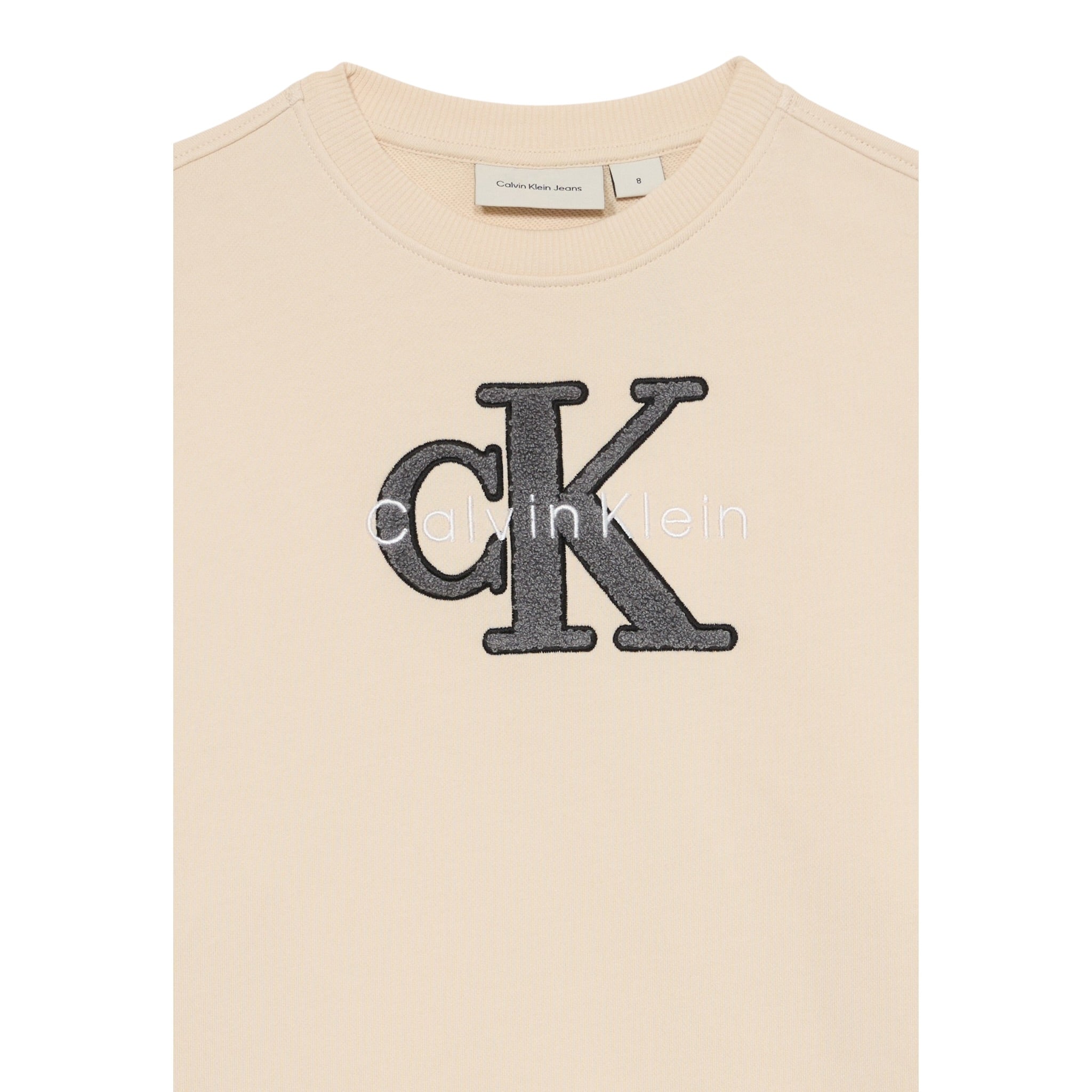 Calvin Klein Felpa Chiusa Girocollo tinta unita con Logo Beige per Bambina IG0IG03014X BEIGE CALVIN KLEIN 