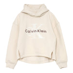Calvin Klein Felpa Chiusa con Cappuccio tinta unita con Logo Panna per Bambina IG0IG03018T PANNA CALVIN KLEIN 