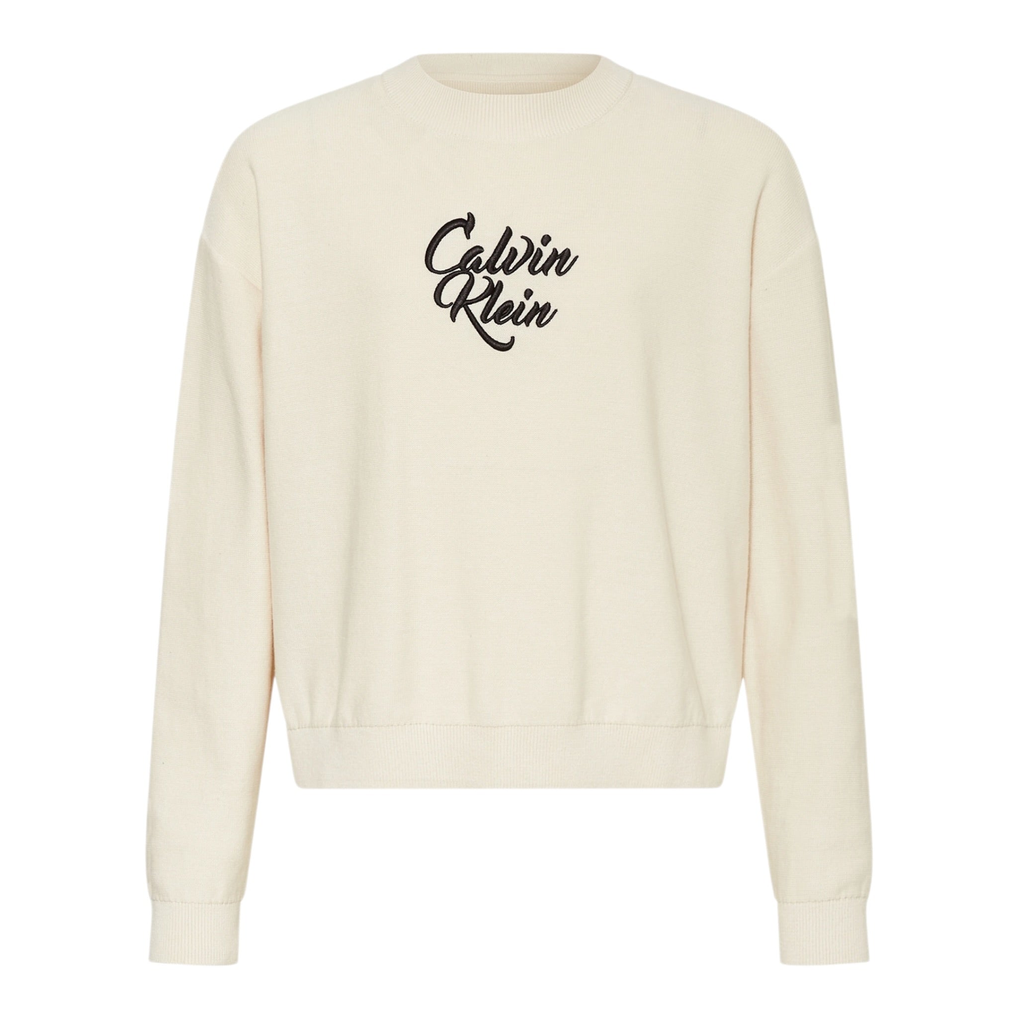 Calvin Klein Maglia Girocollo tinta unita con Ricami Beige per Bambina IG0IG03026 BEIGE CALVIN KLEIN 