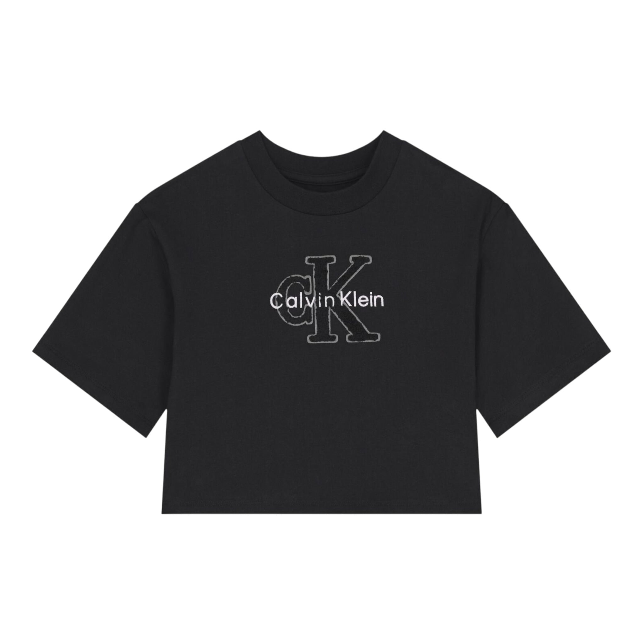 Calvin Klein T-Shirt Girocollo tinta unita con Logo Nero per Bambina IG0IG03031 NERO CALVIN KLEIN 
