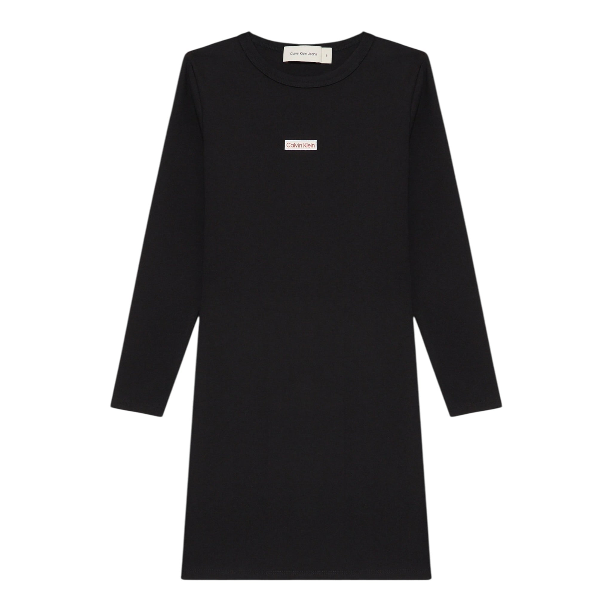Calvin Klein Abito Manica Lunga tinta unita con Logo Nero per Bambina IG0IG03042 NERO CALVIN KLEIN 