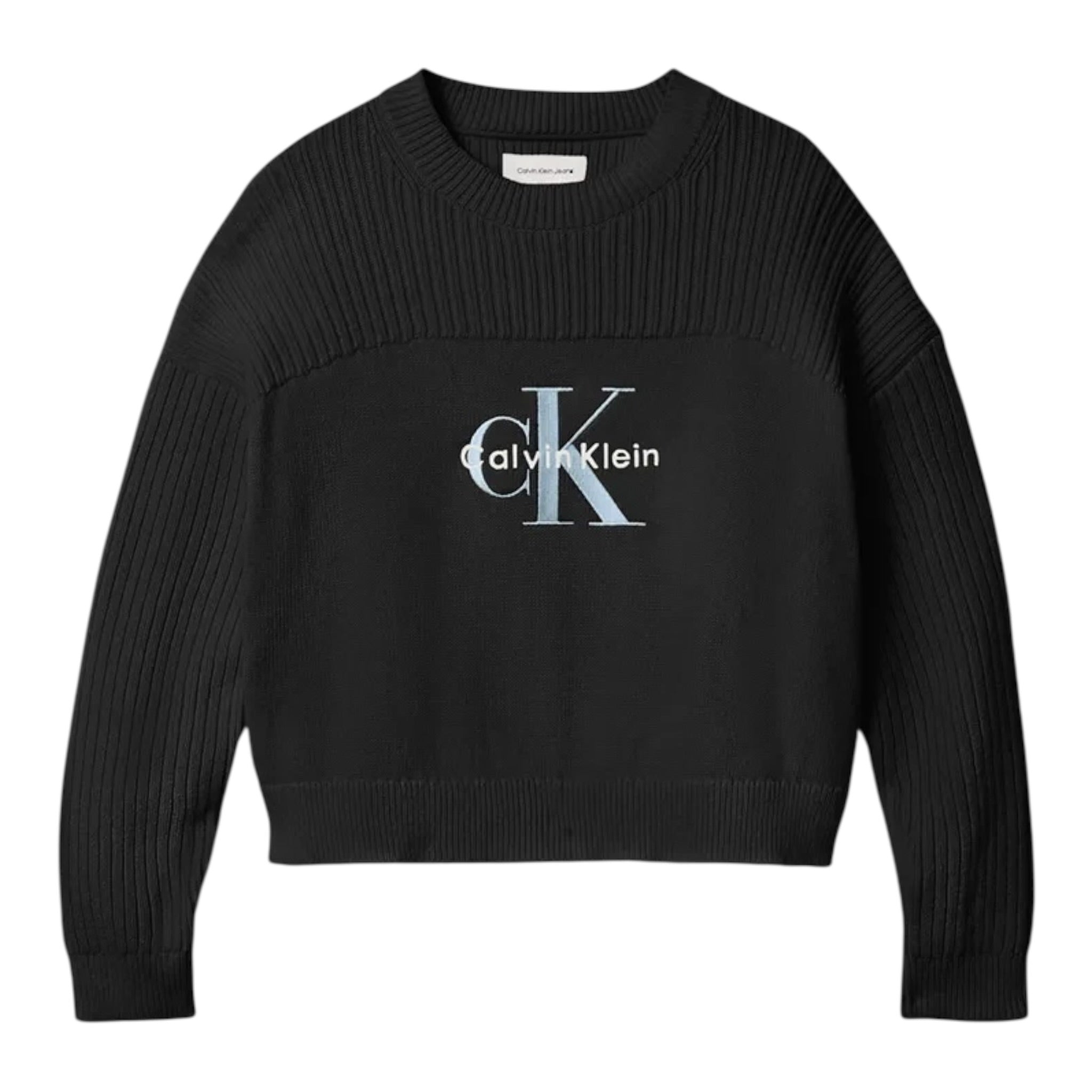 Calvin Klein Maglia Girocollo tinta unita con Logo Nero per Bambina IG0IG03046 NERO CALVIN KLEIN 