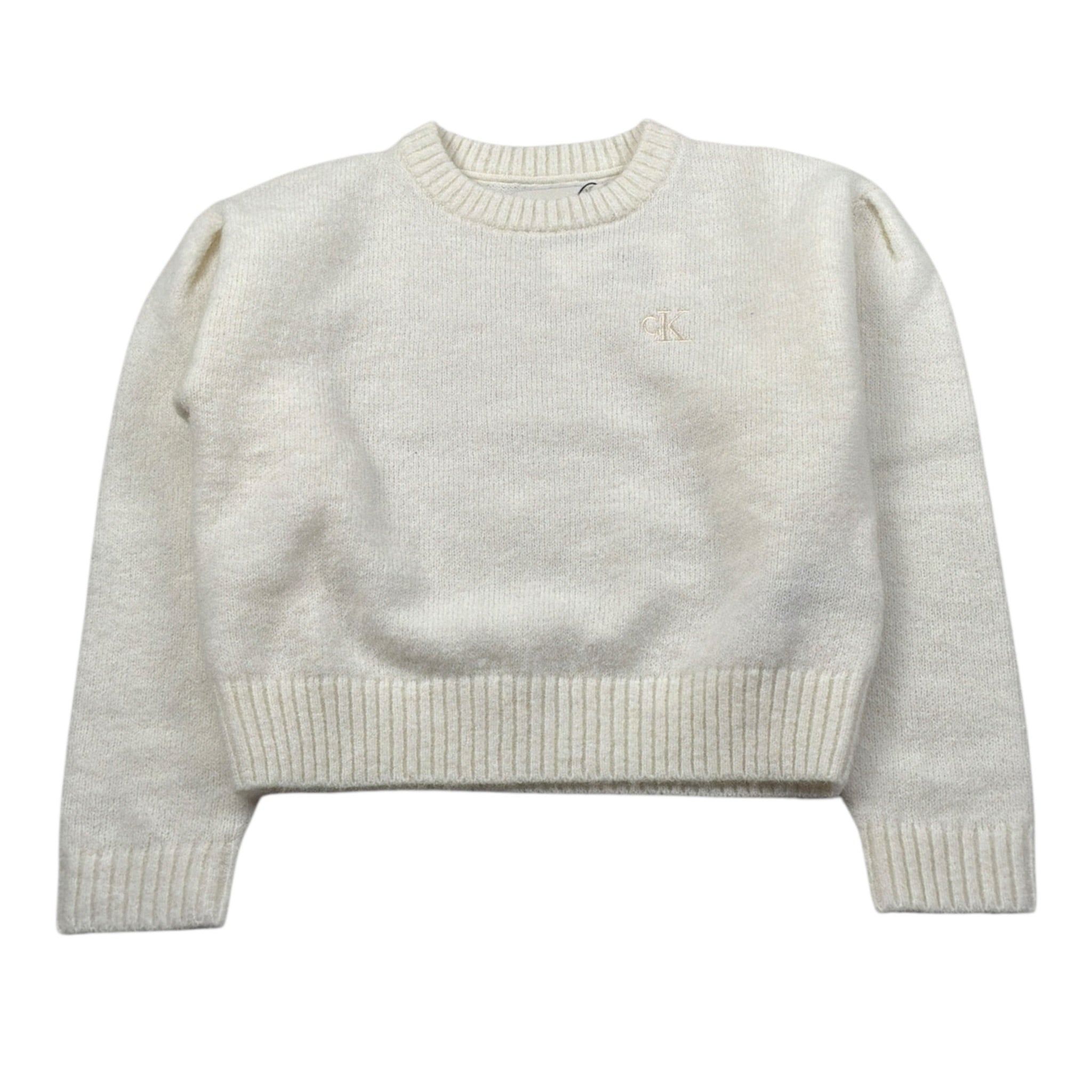Calvin Klein Maglia Girocollo tinta unita con Logo Panna per Bambina IG0IG03048 PANNA CALVIN KLEIN 