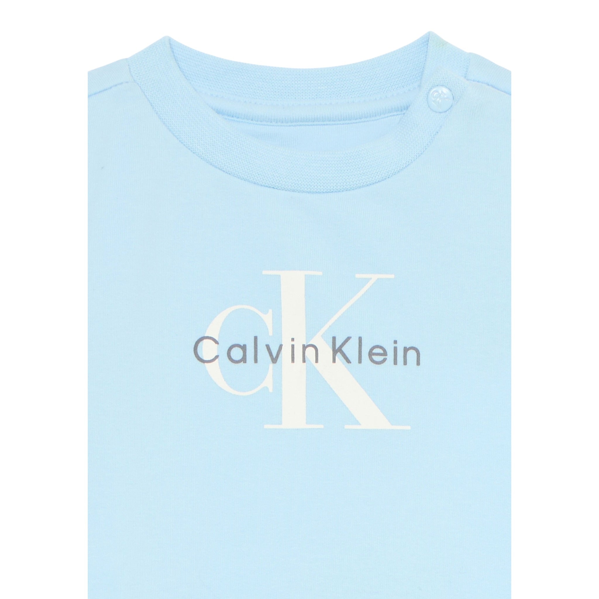 Calvin Klein Completo 3 Pezzi Felpa-T-Shirt-Pantalone Azzurro per Neonato IN0IN00336 AZZURRO CALVIN KLEIN 