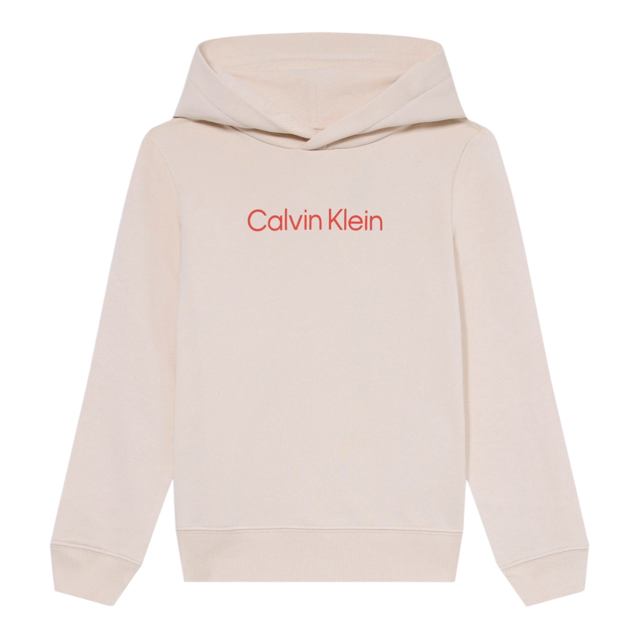 Calvin Klein Felpa Chiusa con Cappuccio tinta unita con Logo Panna per Bambino IU0IU00679T PANNA CALVIN KLEIN 