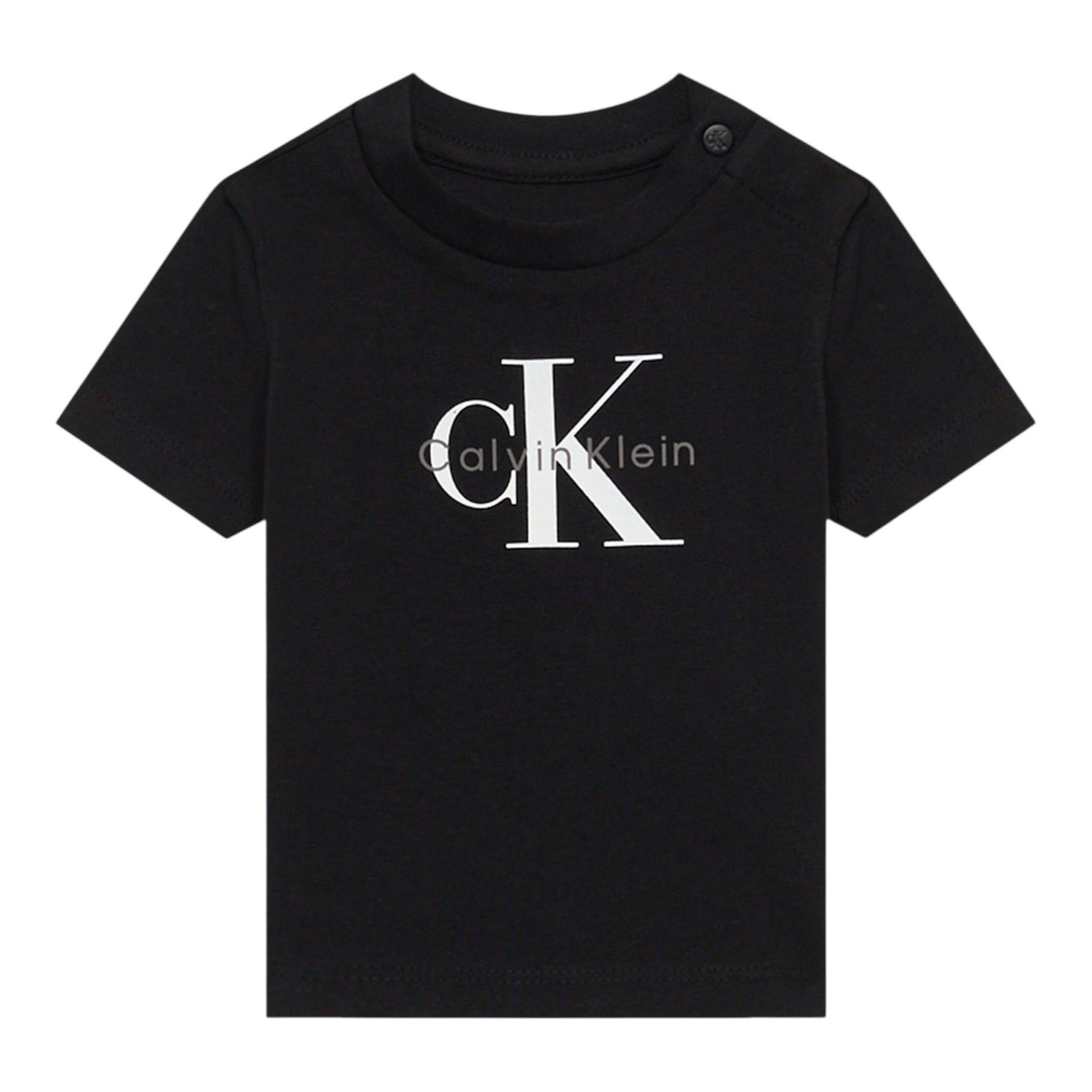 Calvin Klein T-Shirt Girocollo tinta unita con Logo Nero per Bambino IU0IU00715 NERO CALVIN KLEIN 