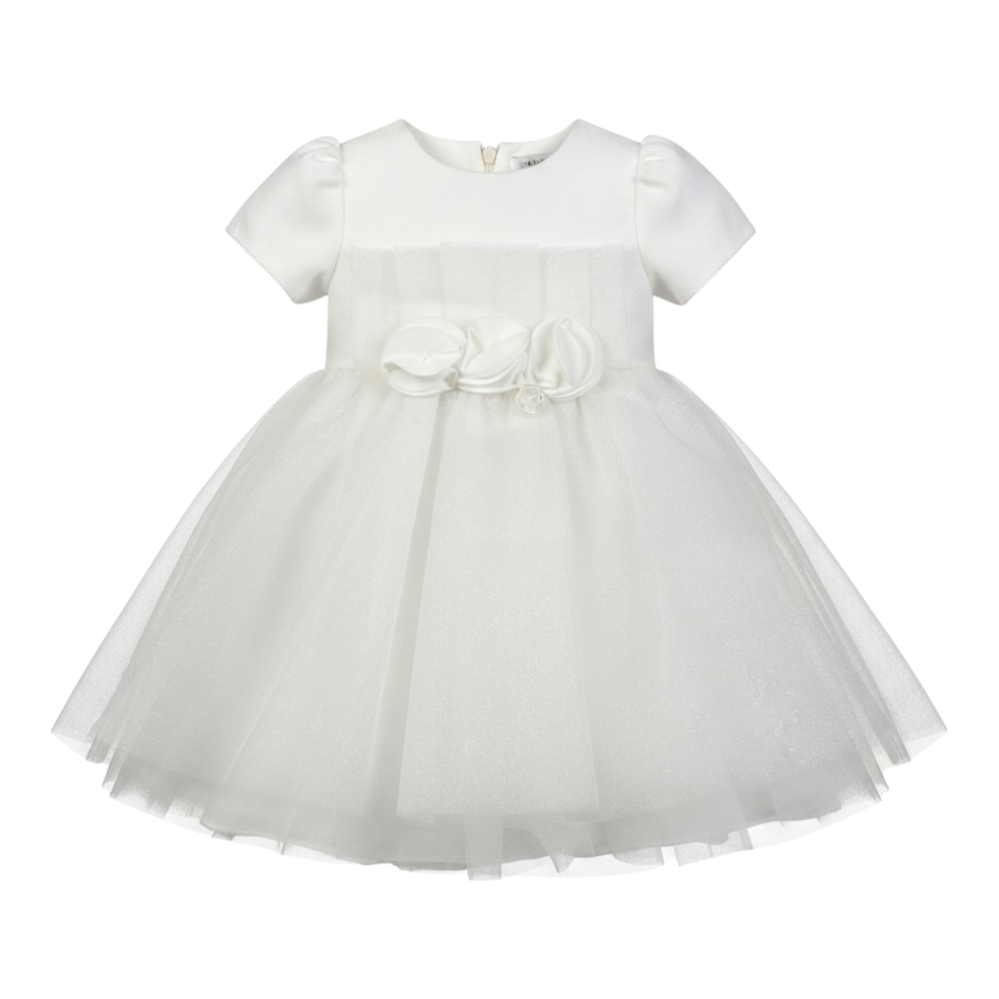 Carlo Pignatelli Abito Cerimonia tinta unita con Tulle Bianco per Neonata ABC3301B BIANCO CARLO PIGNATELLI 