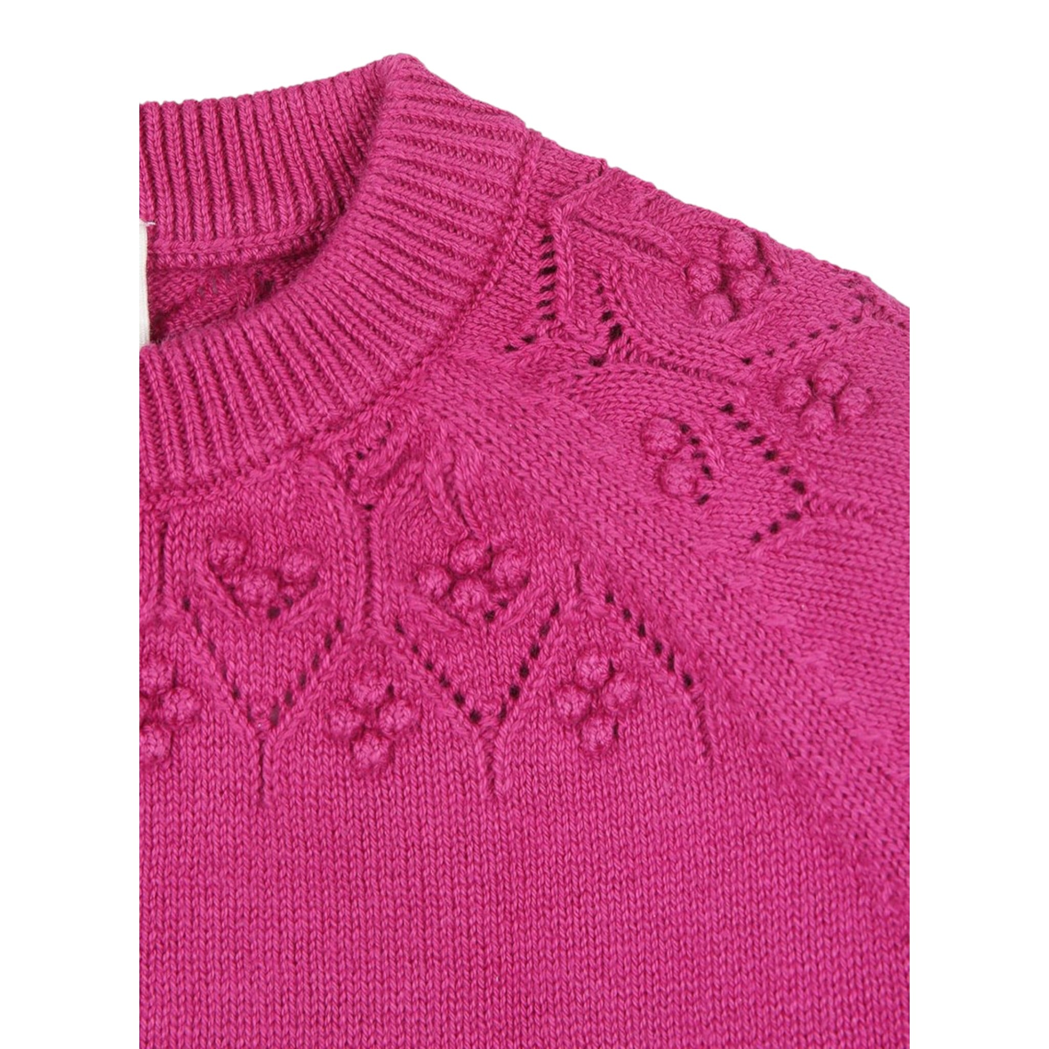 Carre'Ment Beau Cardigan tinta unita con Ricami Fuxia per Neonata Y30211 FUXIA CARRE'MENT BEAU 