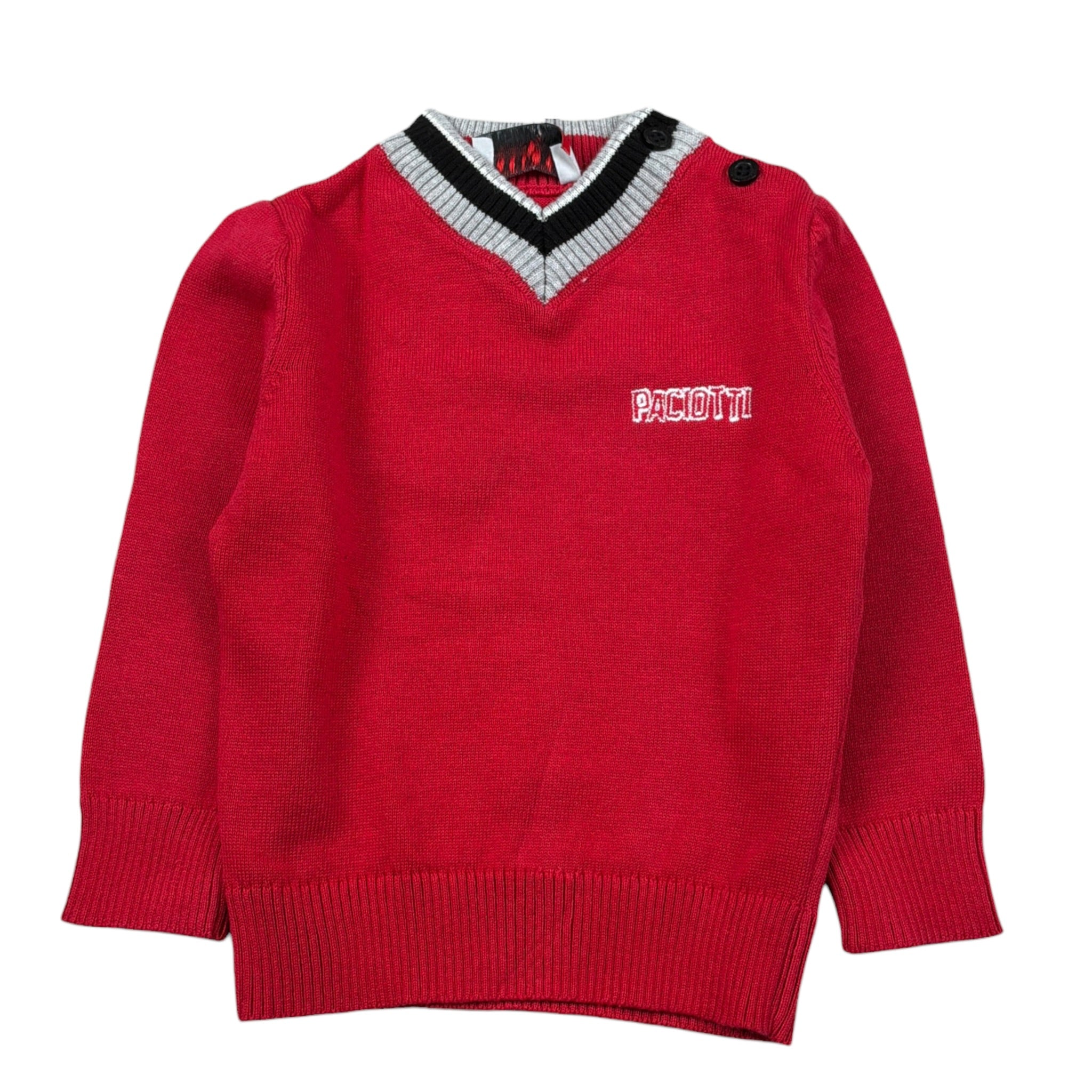 Cesare Paciotti Maglia tinta unita con Scollo A V Rosso per Neonato MGP6301B ROSSO CESARE PACIOTTI 