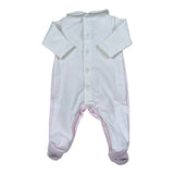 Ciccino Tutina Bicolore con Ricami Bianco/Rosa per Neonata CCG0634 BIANCO/ROSA CICCINO 
