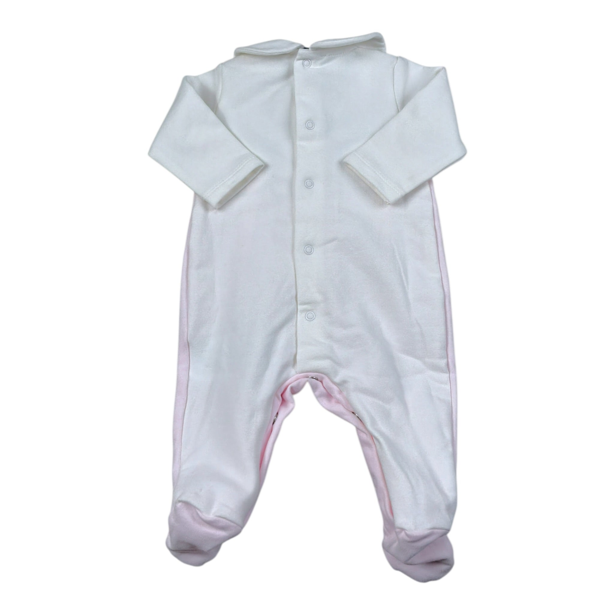 Ciccino Tutina Bicolore con Ricami Bianco/Rosa per Neonata CCG0634 BIANCO/ROSA CICCINO 