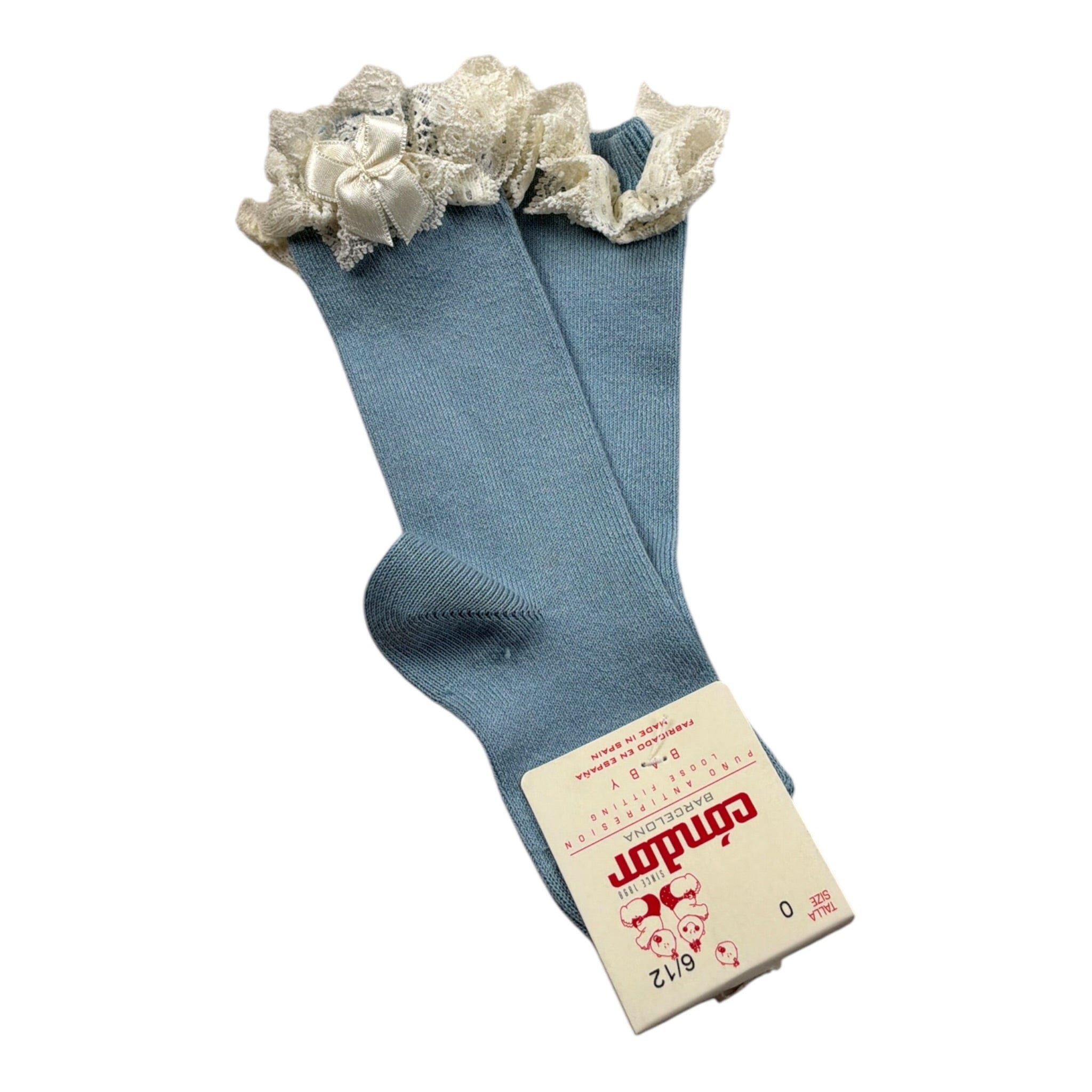Cnd Calzini tinta unita con Ricami Azzurro per Neonata 2484 AZZURRO CND 