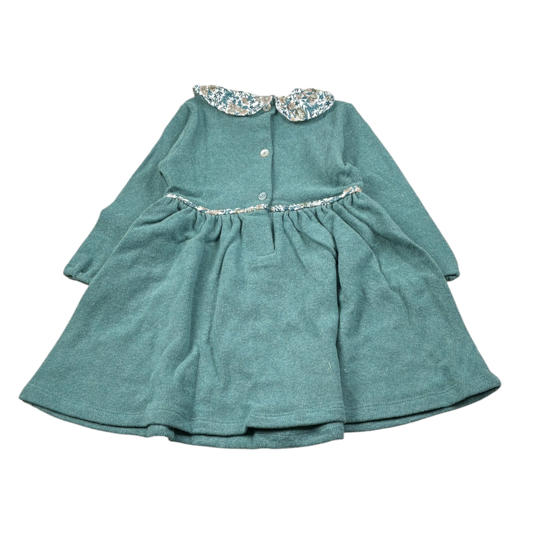 Coccode' Abito Manica Lunga tinta unita con Colletto Verde per Bambina C62216J VERDE COCCODE' 