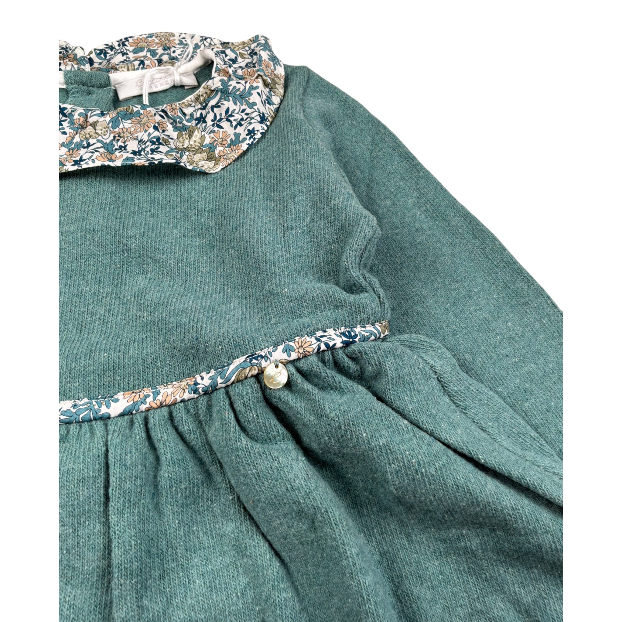 Coccode' Abito Manica Lunga tinta unita con Colletto Verde per Bambina C62216J VERDE COCCODE' 
